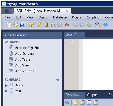 MySQL Workbench: Add Schema