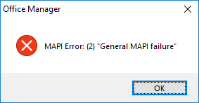 MAPI Error (2): General MAPI failure