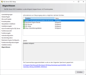 SQL Server-Installationscenter: Abgeschlossen