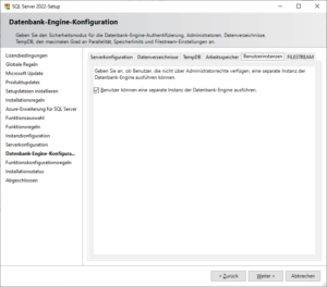 SQL Server-Installationscenter: Benutzerinstanzen