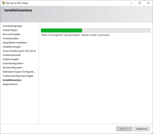 SQL Server-Installationscenter: Status der Installation