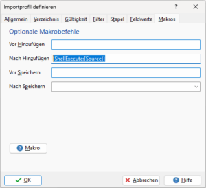Importprofil - Makros