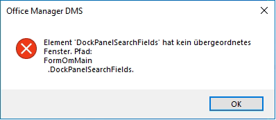 Element DockPanelPreview hat kein übergeordnetes Fenster