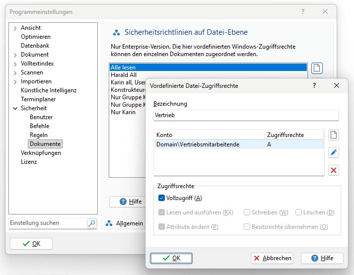 Dateizugriffsrechte definieren