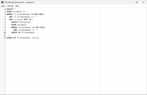 SQL-Editor mit Skript zur Dubletten-Bereinigung