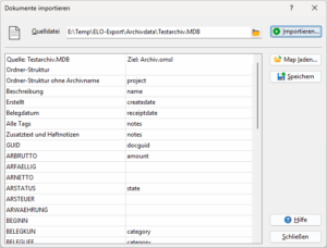 Felder zuordnen und importieren